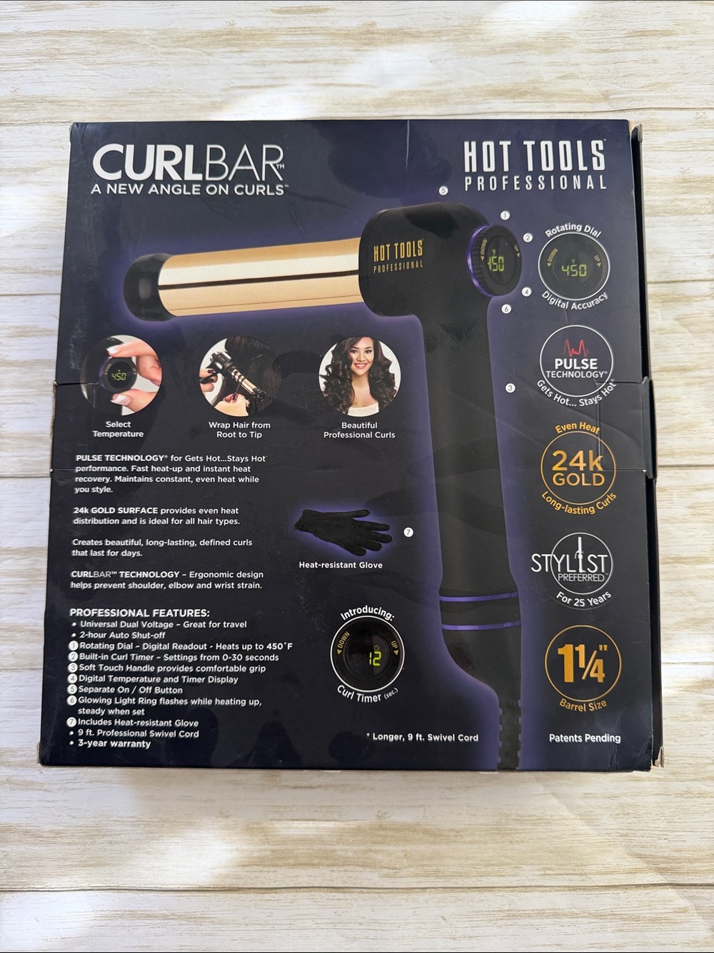 Hot Tools CurlBar 1¼" Curling Iron - Black Handle with Gold Barrel - Picture 2 of 3